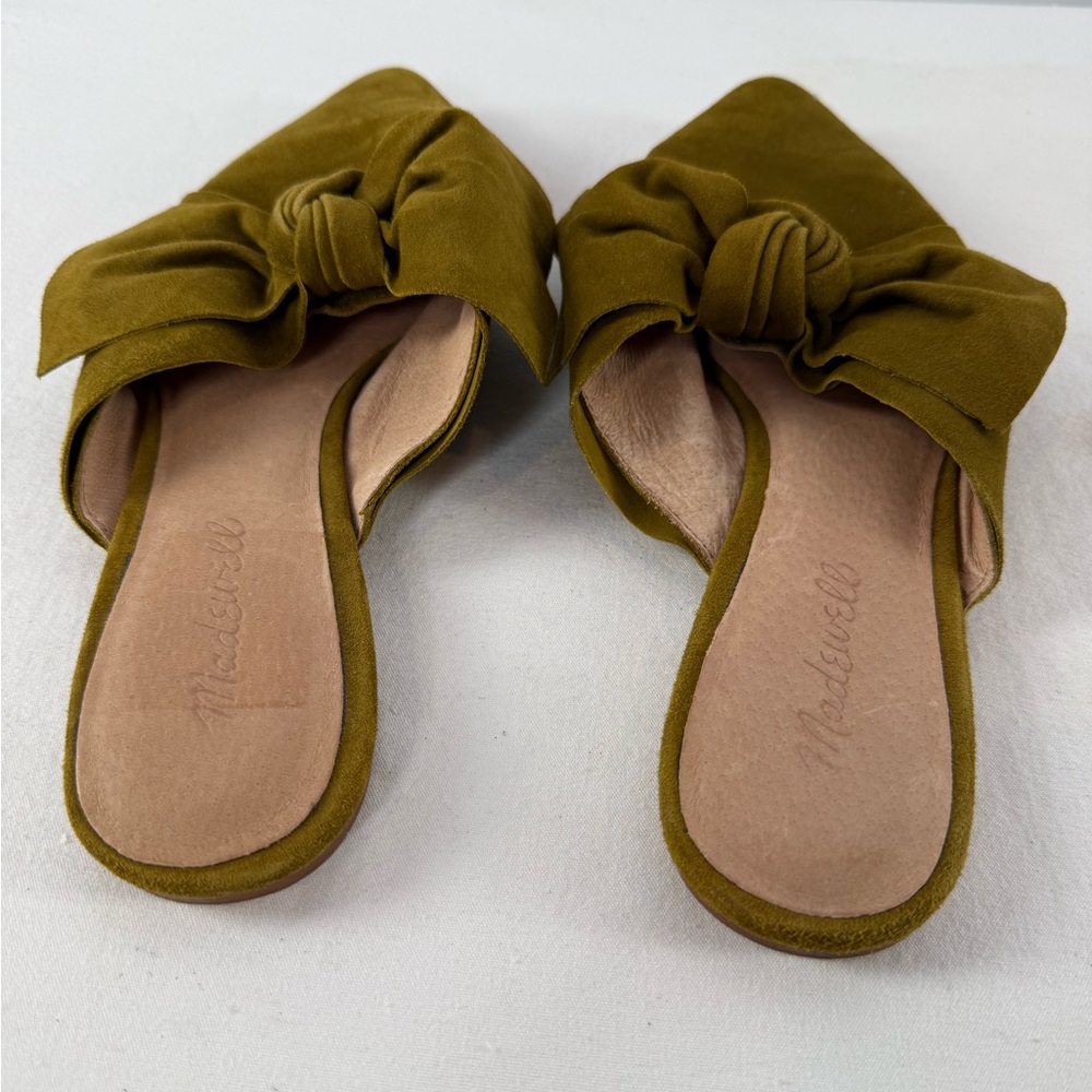 Madewell The Remi Bow Suede Mule in Spiced‎ Olive Green Size 8.5 - Picture 4 of 7